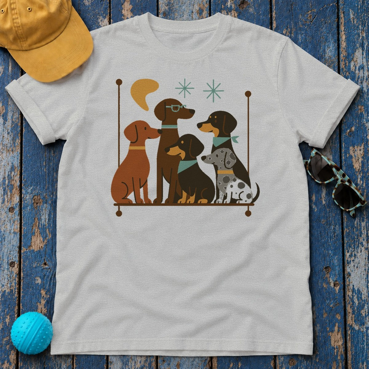 Mid-Century Dachshund T-Shirt in Sport Grey