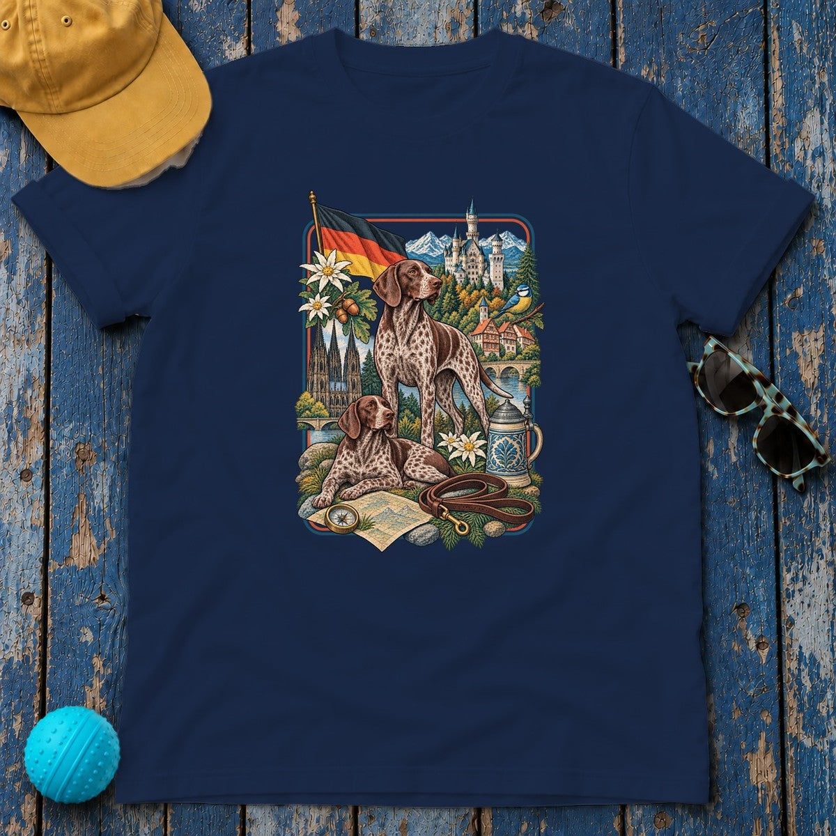 German Shorthaired Pointer Germany Heritage T-Shirt in Navy