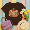 Pumpkin Full of Cute Sleeping Puppies Autumn Vibes T-Shirt in Dark Chocolate