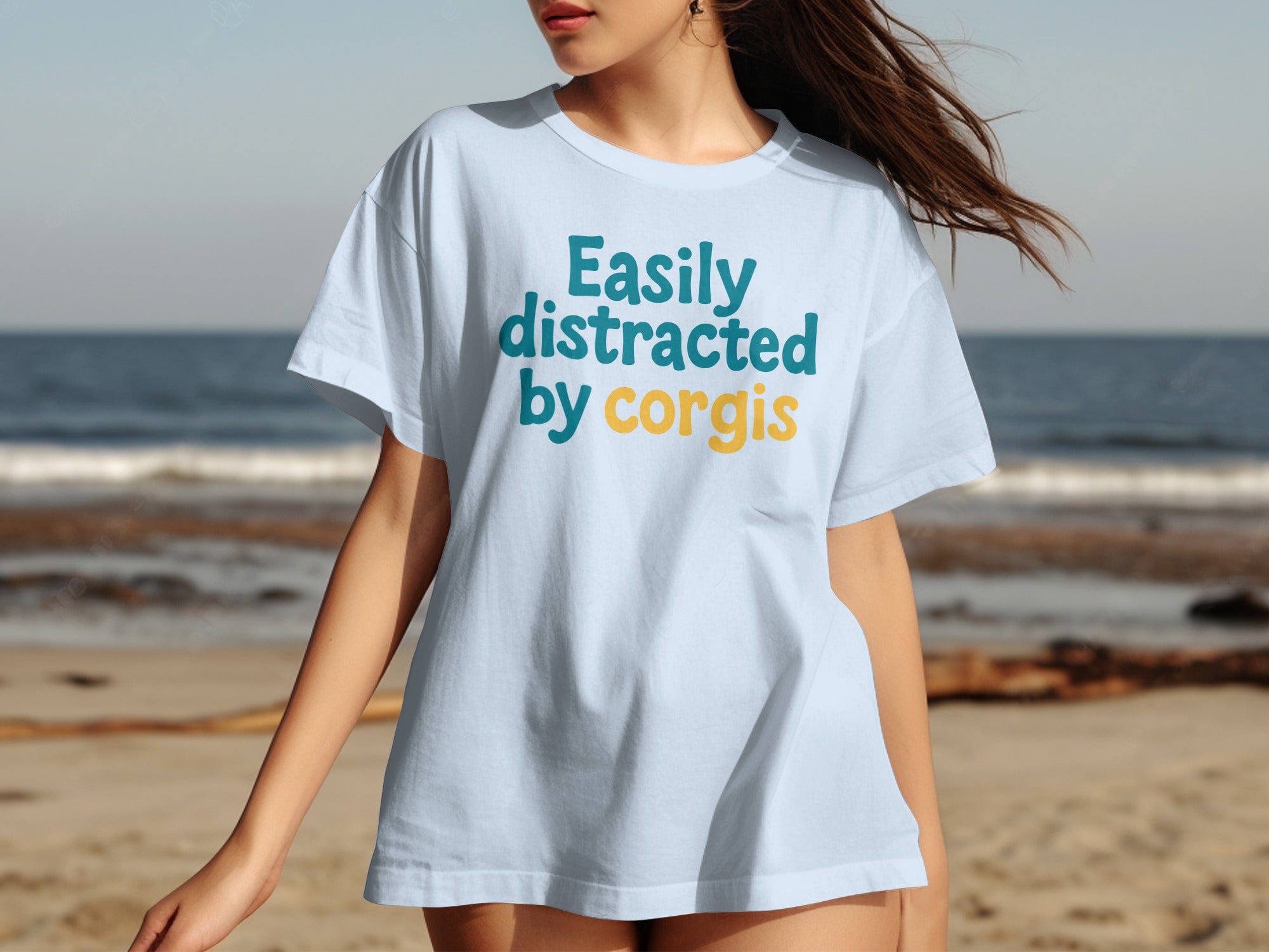 Easily Distracted By Corgis Funny Graphic Shirt