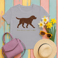 Chocolate Lab Slow Down Enjoy Walks T-shirt in Athletic Heather