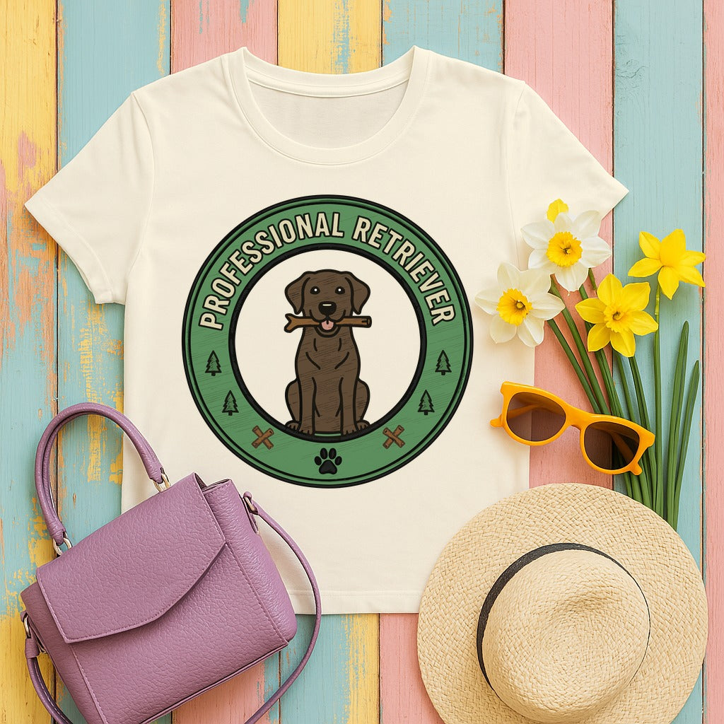 Professional Retriever Chocolate Labrador T-Shirt in Natural