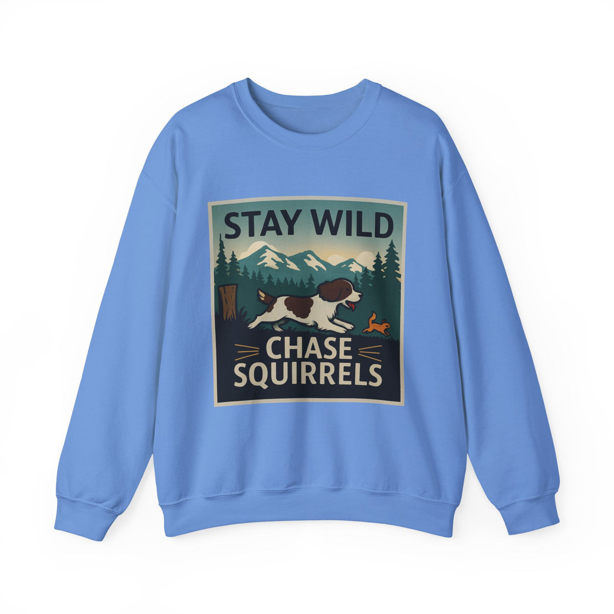 Stay Wild Chase Squirrels Springer Sweatshirt in Carolina Blue