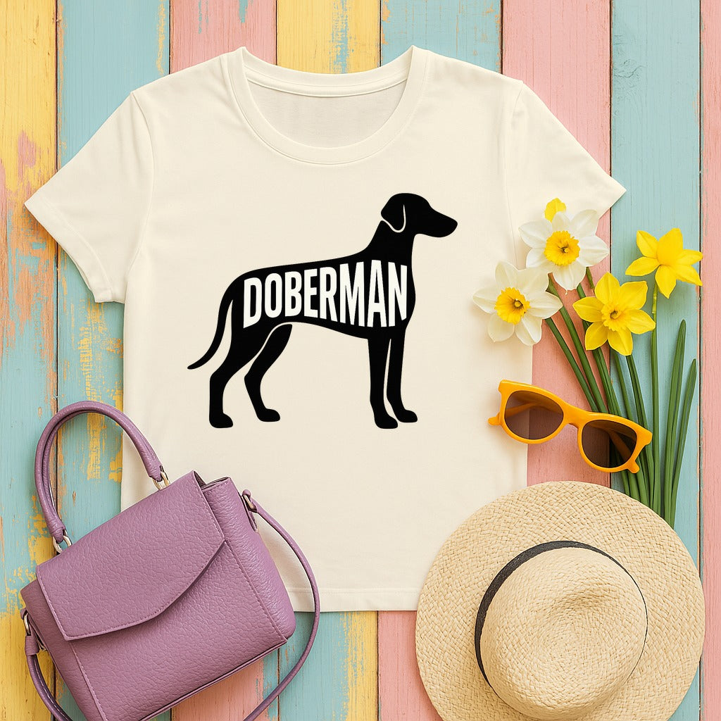 Doberman Silhouette Tee in Natural
