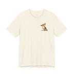 Reporting Live Howling Beagle Back Print Tee in Natural, front pocket