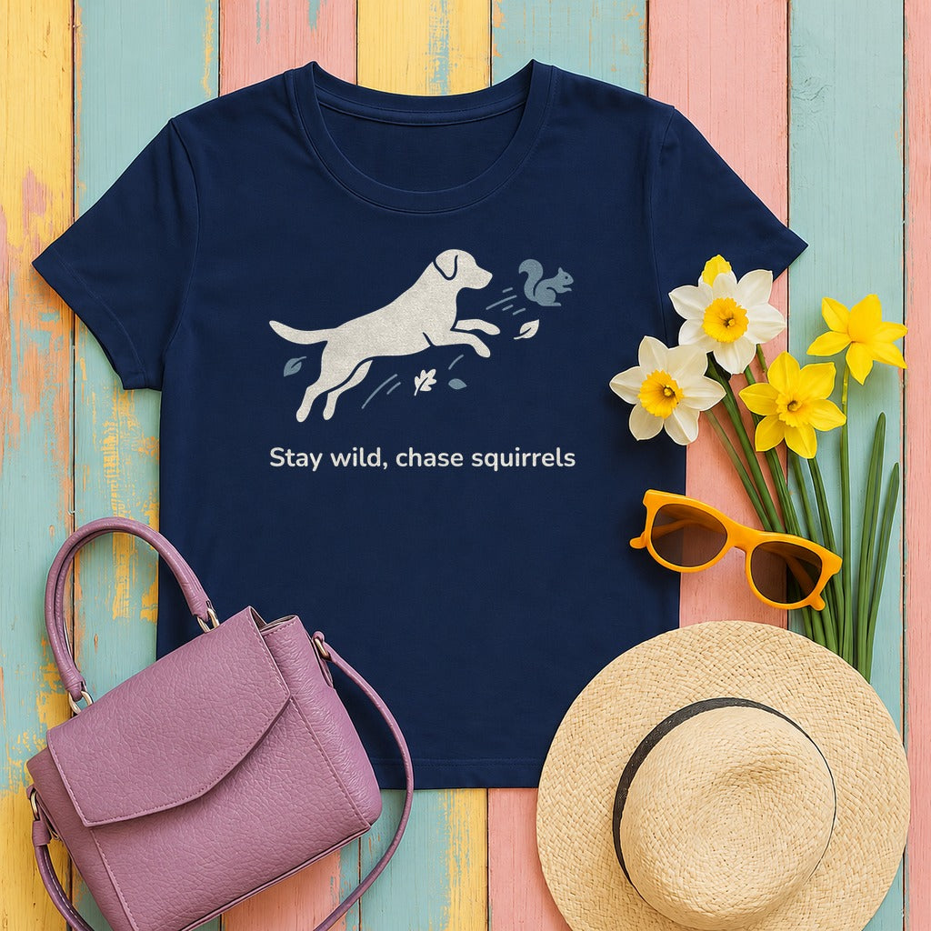 Stay Wild Labrador T-Shirt in Navy