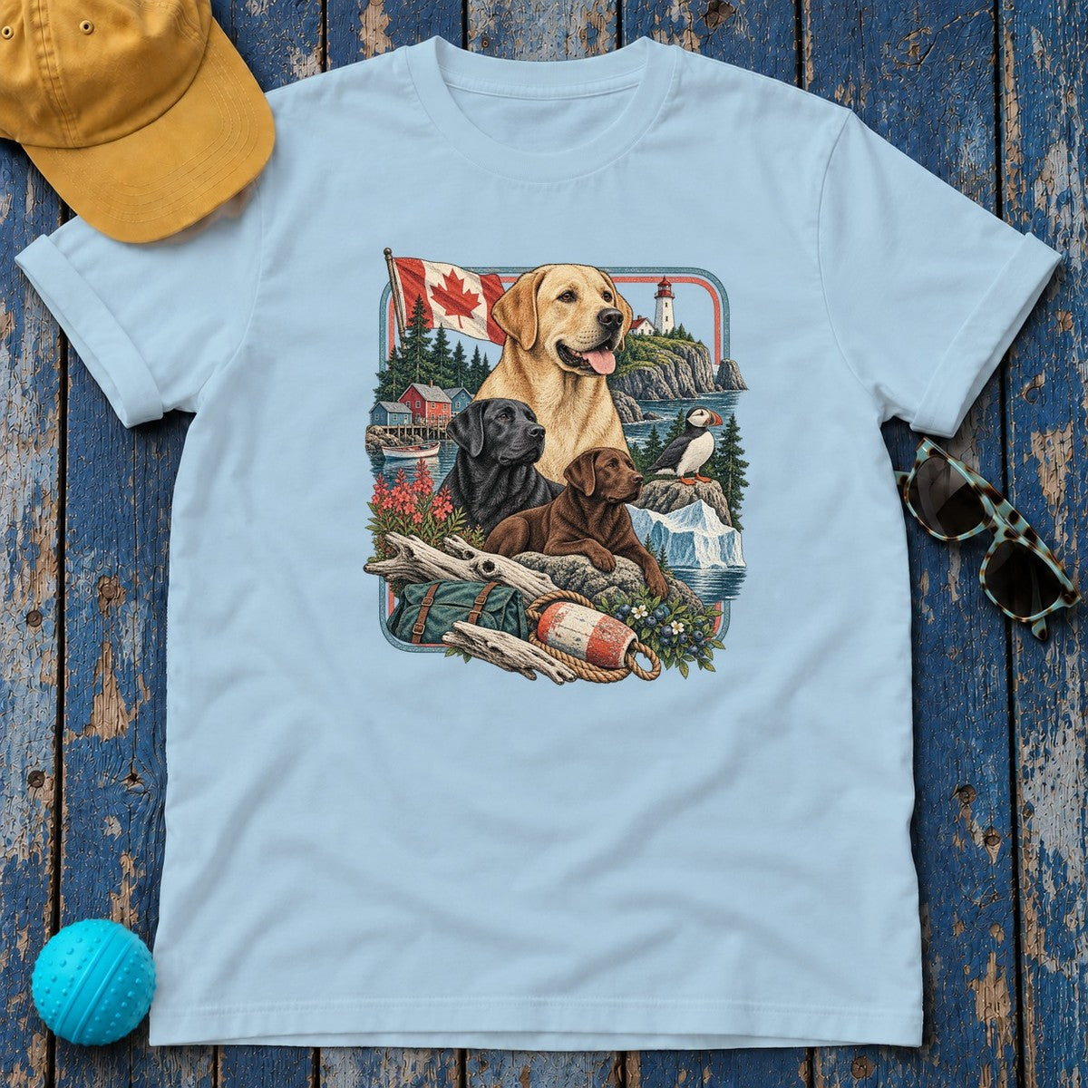 Labrador Retriever Canada Heritage T-Shirt in Light Blue