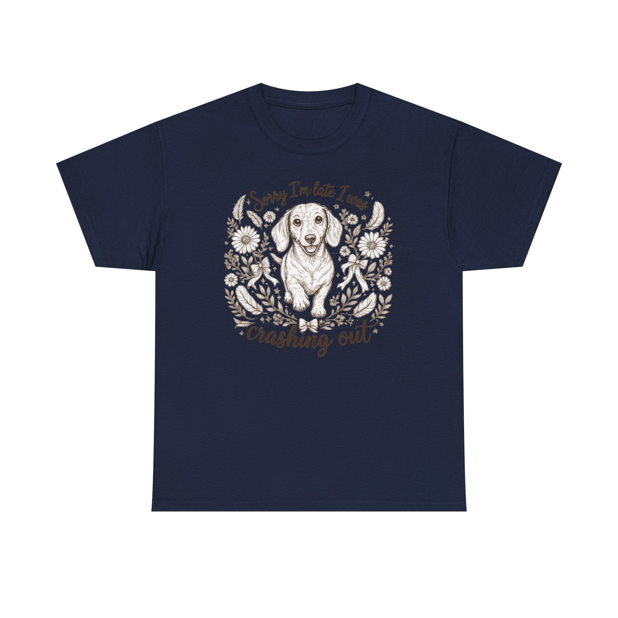 Whimsical Dachshund 'Crashing Out' T-Shirt