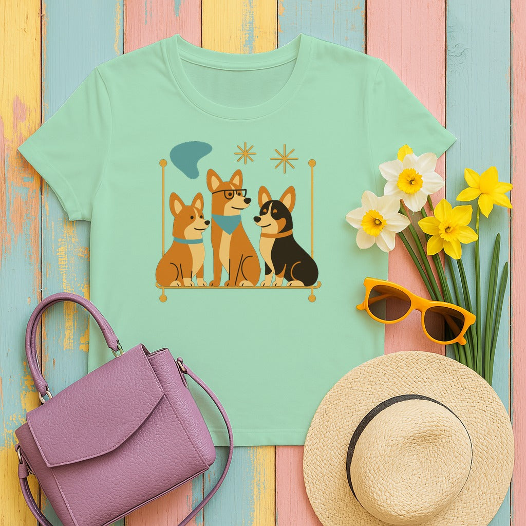 Atomic Corgi Crew T-Shirt in Mint Green