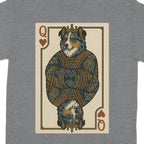 Queen of Hearts card featuring a dog wearing a crown and ornate robes.