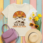 German Shorthaired Pointer All Gas Then All Nap tee styled flat lay on Natural