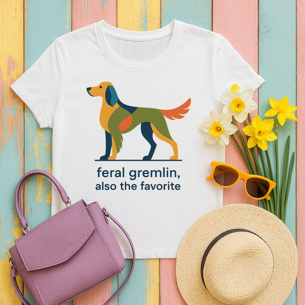 English Setter Feral Gremlin Tee in White