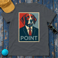 German Shorthaired Pointer Dog Suit Tie Pop Art Illustration Design T-Shirt in Charcoal