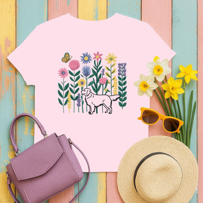 Floral Dog Graphic Tee for Nature Lovers Shirt
