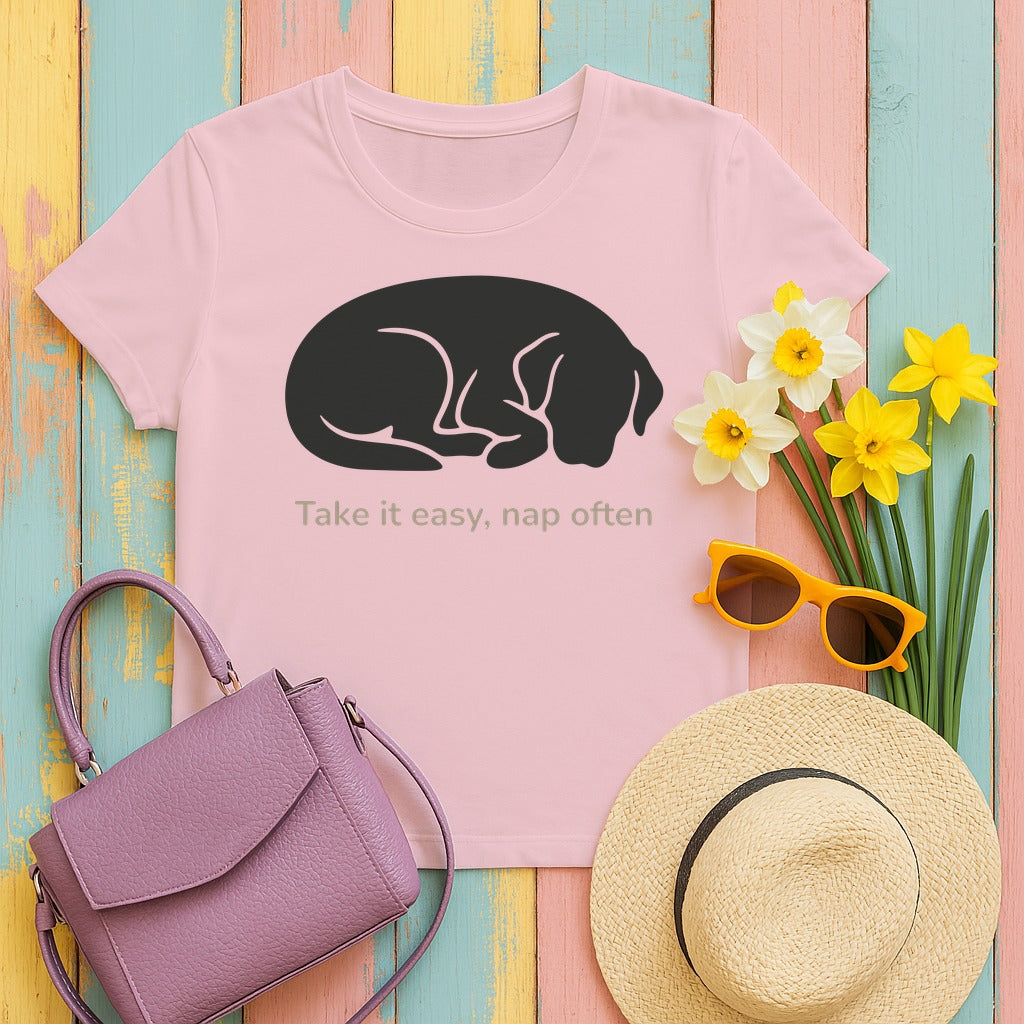 Take it Easy Vizsla T-Shirt in Blossom