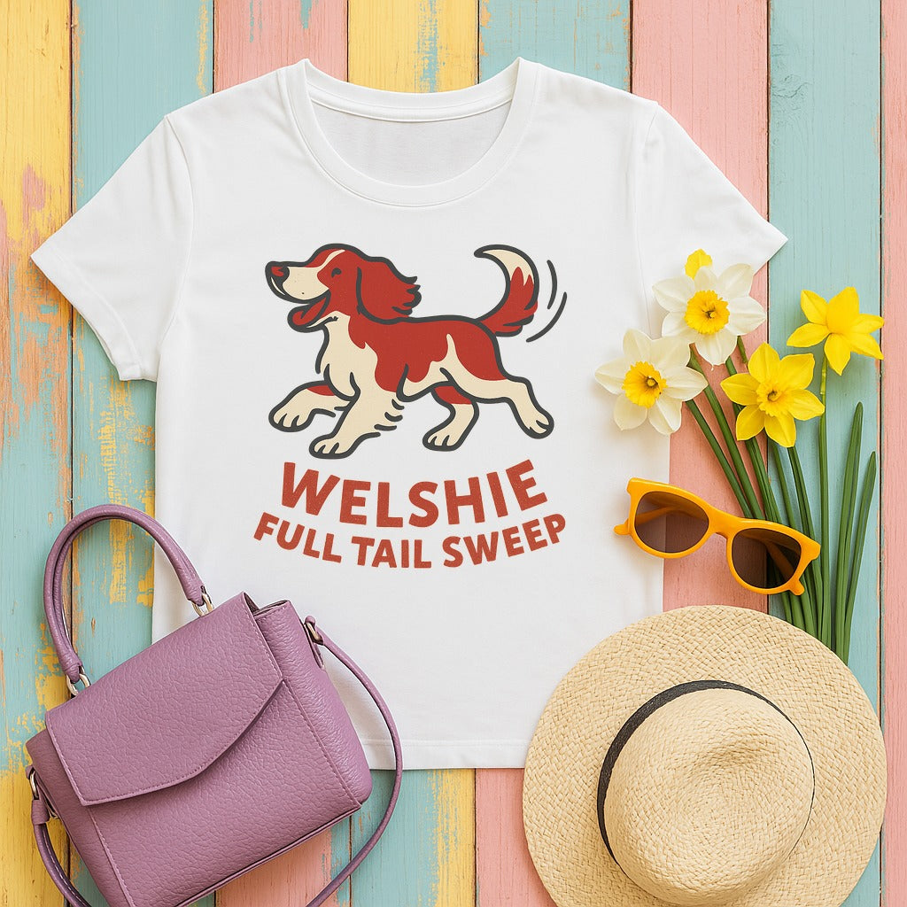 Welsh Springer Spaniel Full Tail Sweep T-shirt in White