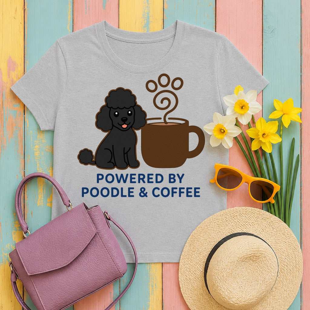Poodle & Coffee Power T-Shirt in Sport Grey