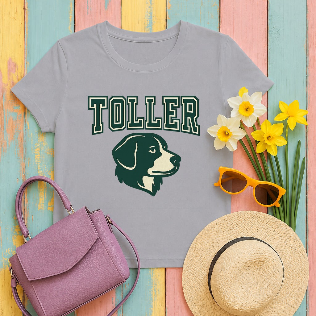 Nova Scotia Duck Tolling Retriever Toller Varsity T-shirt in Athletic Heather