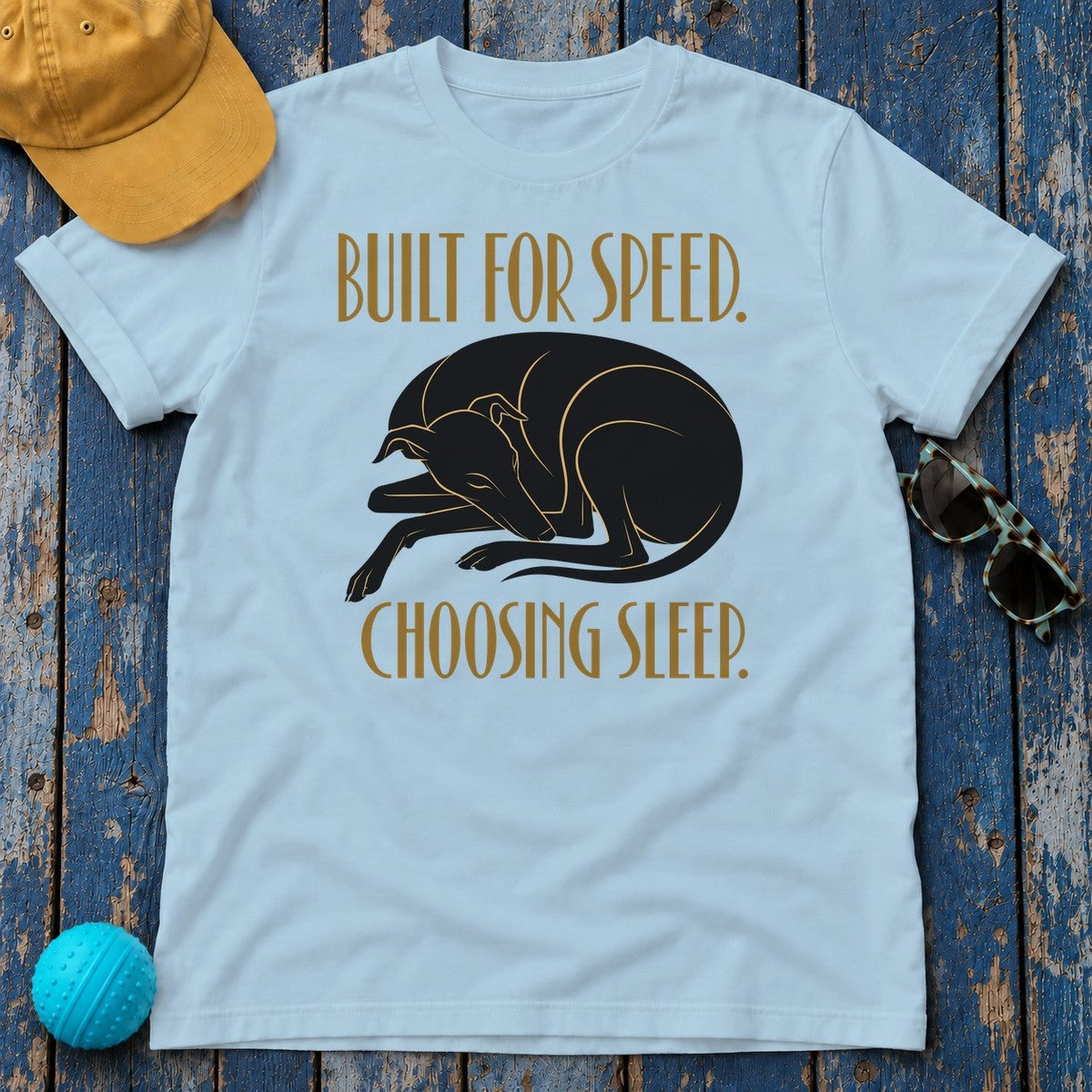 Built for Sleep Greyhound T-Shirt in Light Blue