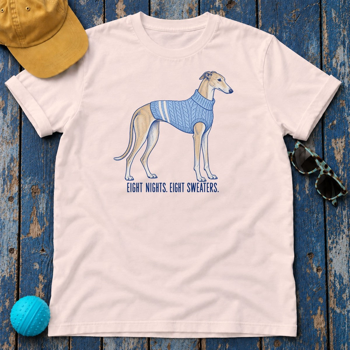 Eight Nights Eight Sweaters Greyhound T-Shirt in Soft Pink - flat lay