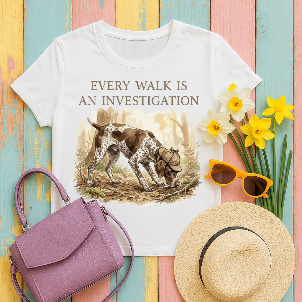 Every Walk an Investigation GSP T-Shirt in White
