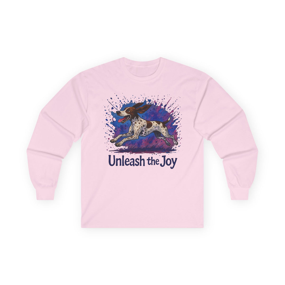 Unleash the Joy German Shorthaired Pointer Long Sleeve Tee in Light Pink