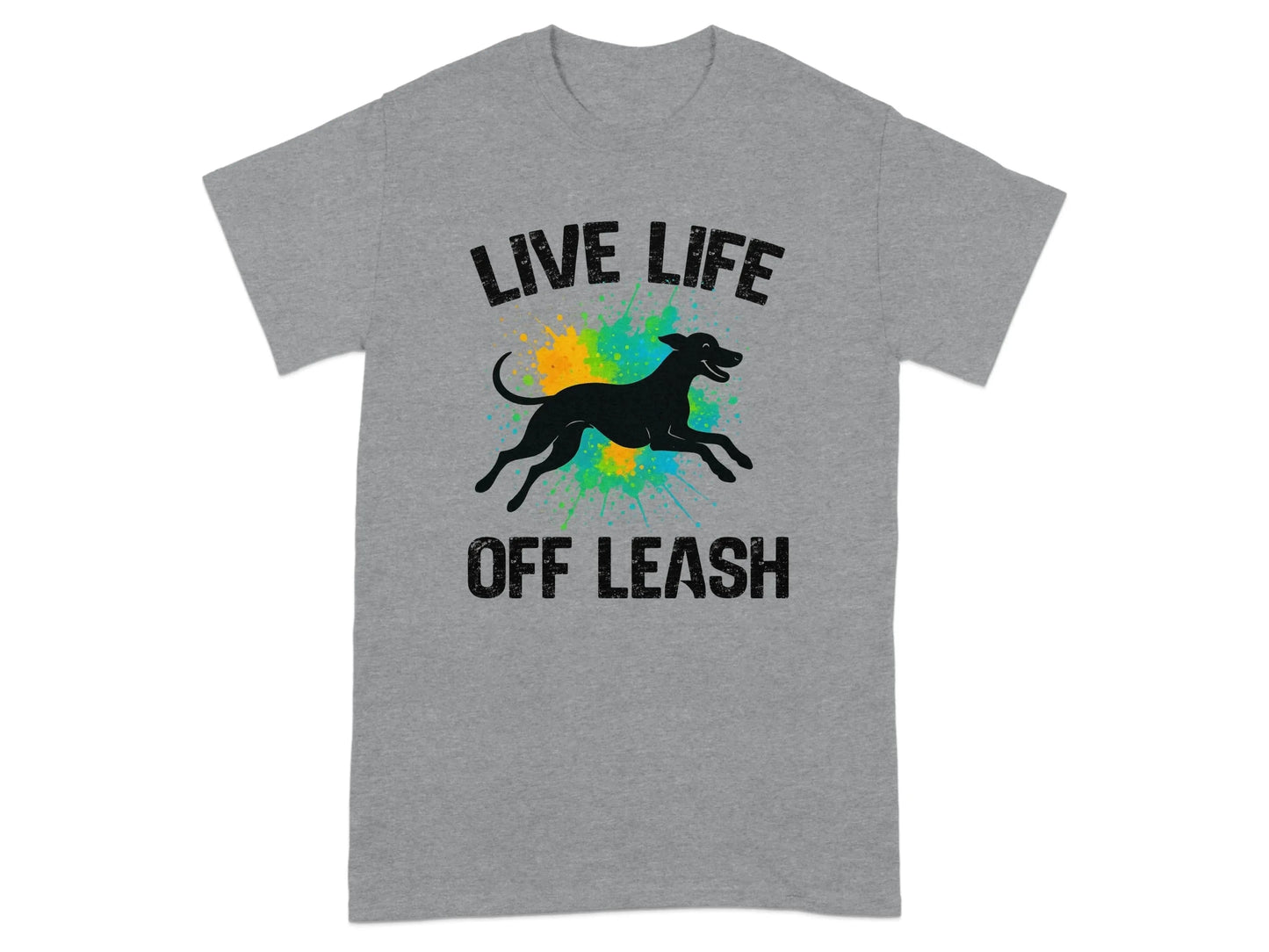 Live Life Off Leash Running Dog Silhouette Graphic T-Shirt T-shirt