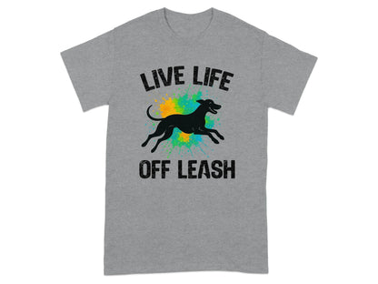 Live Life Off Leash Running Dog Silhouette Graphic T-Shirt T-shirt