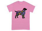 Floral Labrador Design on Pink Fashionable Tee