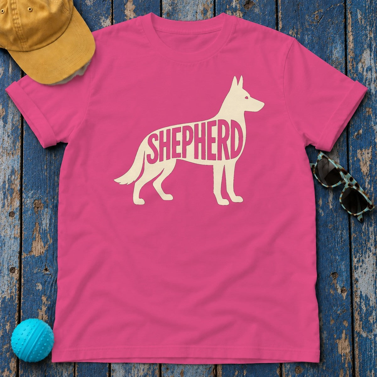 Elegant German Shepherd Silhouette T-Shirt in Heliconia