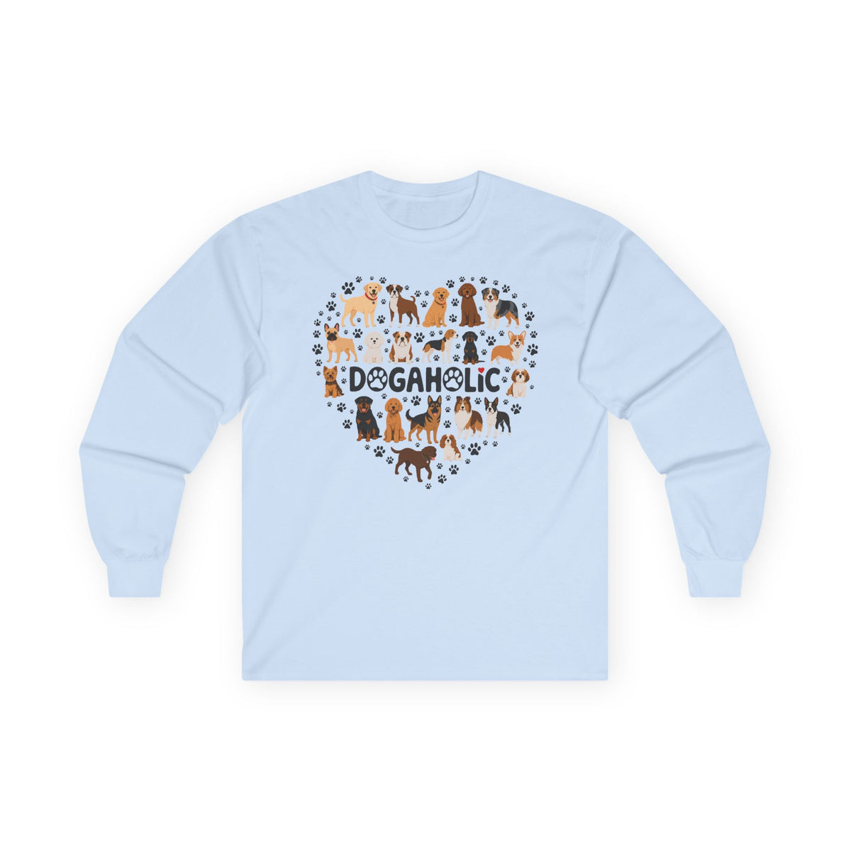 Dogaholic Heart of Paws Long Sleeve Tee in Light Blue