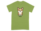 Cute Corgi with Mlem Design Green T-Shirt Product
