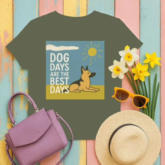 Dog Days Are The Best Days German Shepherd T-Shirt Military Green T-shirt