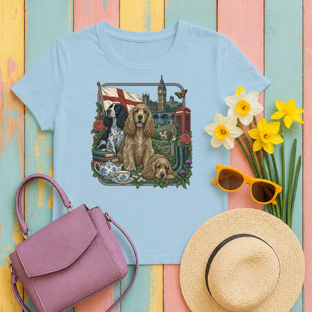 Cocker Spaniel England Heritage tee, Light Blue