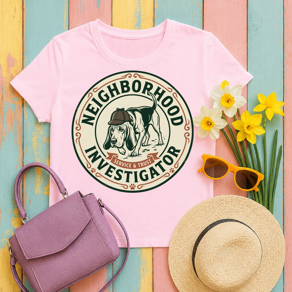 Neighborhood Investigator Bloodhound T-Shirt in Light Pink
