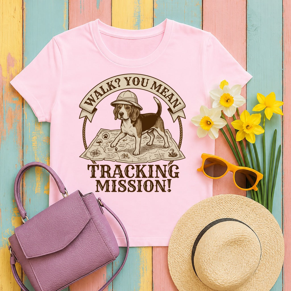 Tracking Mission Beagle T-Shirt in Light Pink