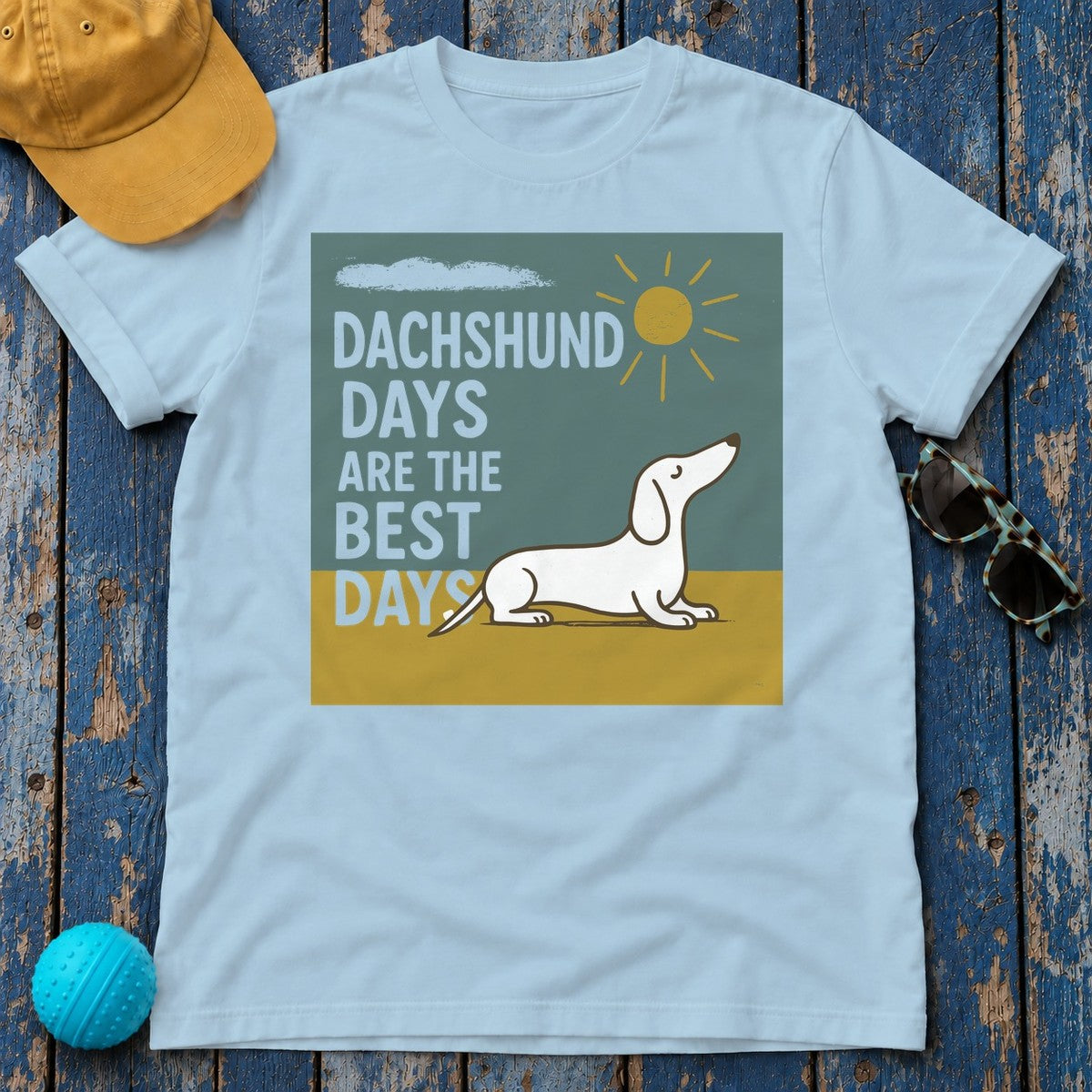 Radiant Dachshund Days T-Shirt in Light Blue