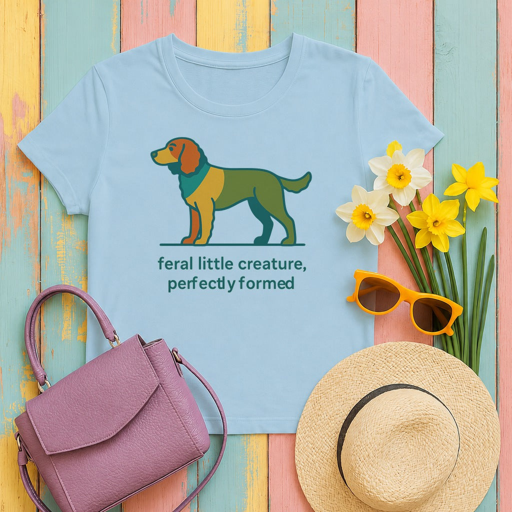 American Water Spaniel Feral Little Creature Tee in Light Blue