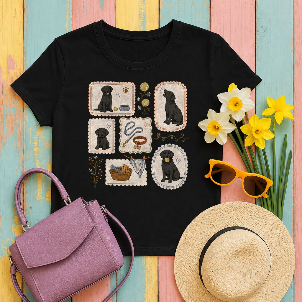Labrador Retriever — Whimsical Labrador Life T-Shirt in Black