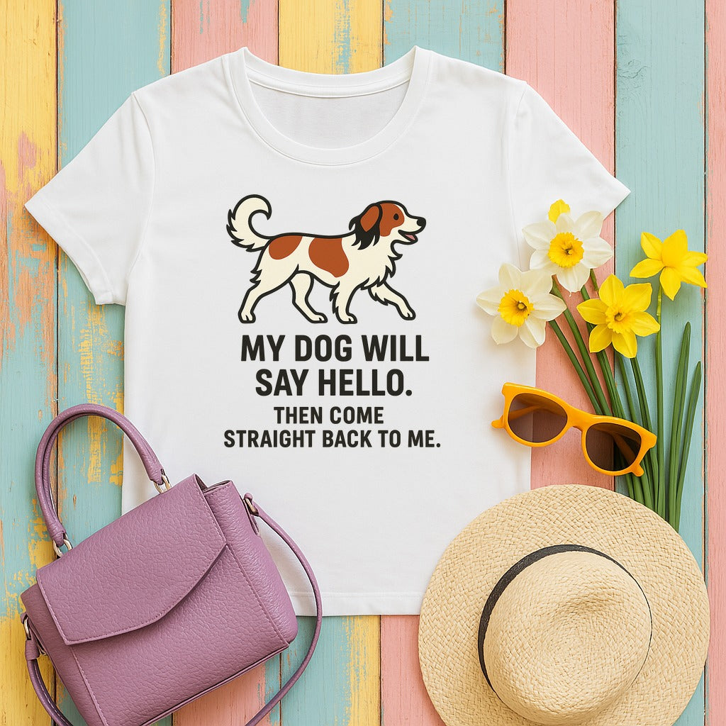 Kooikerhondje Comes Straight Back Tee in White