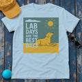 Happy Yellow Lab Days Illustrated T-Shirt in Light Blue