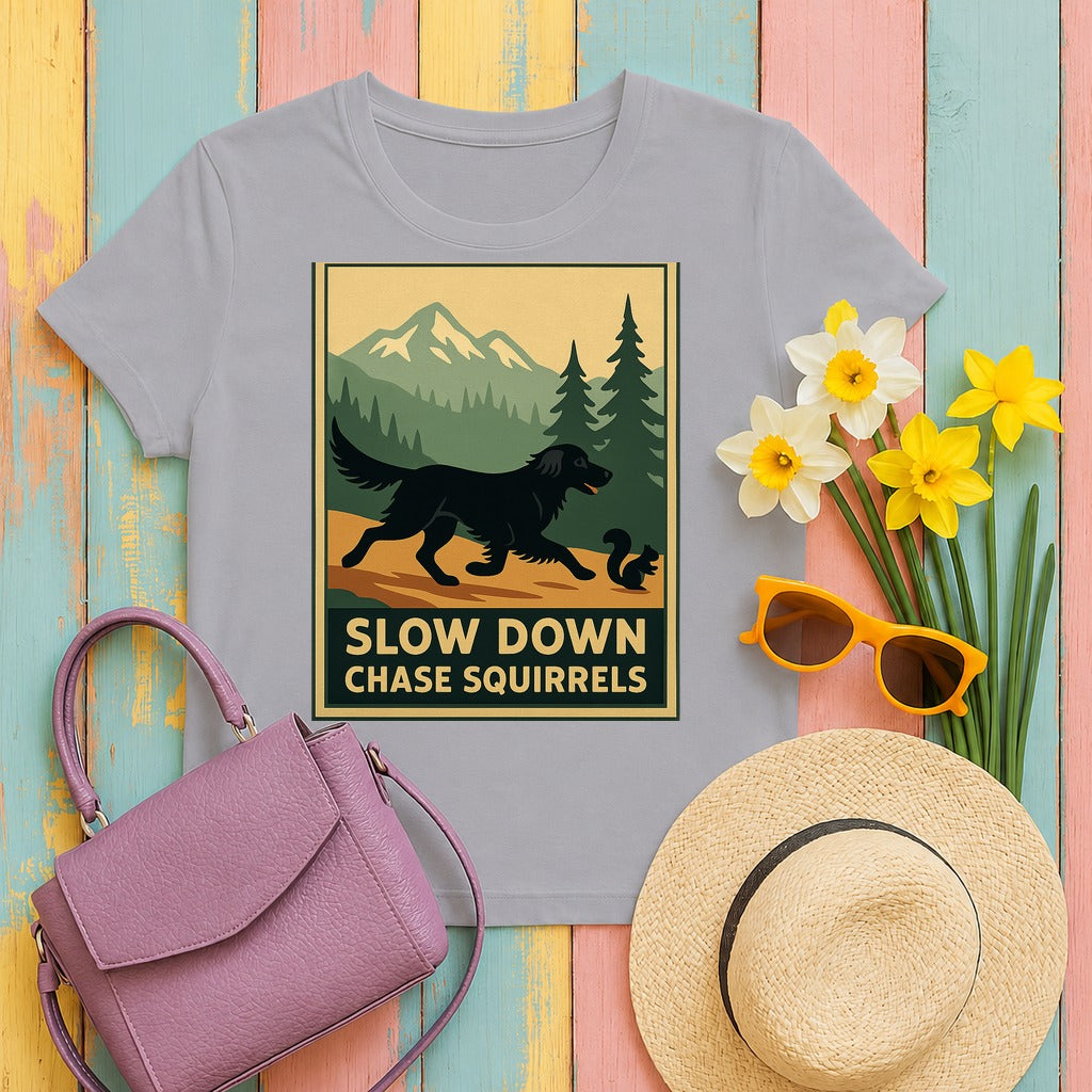 Flat-Coat Chase Squirrels Tee in Athletic Heather