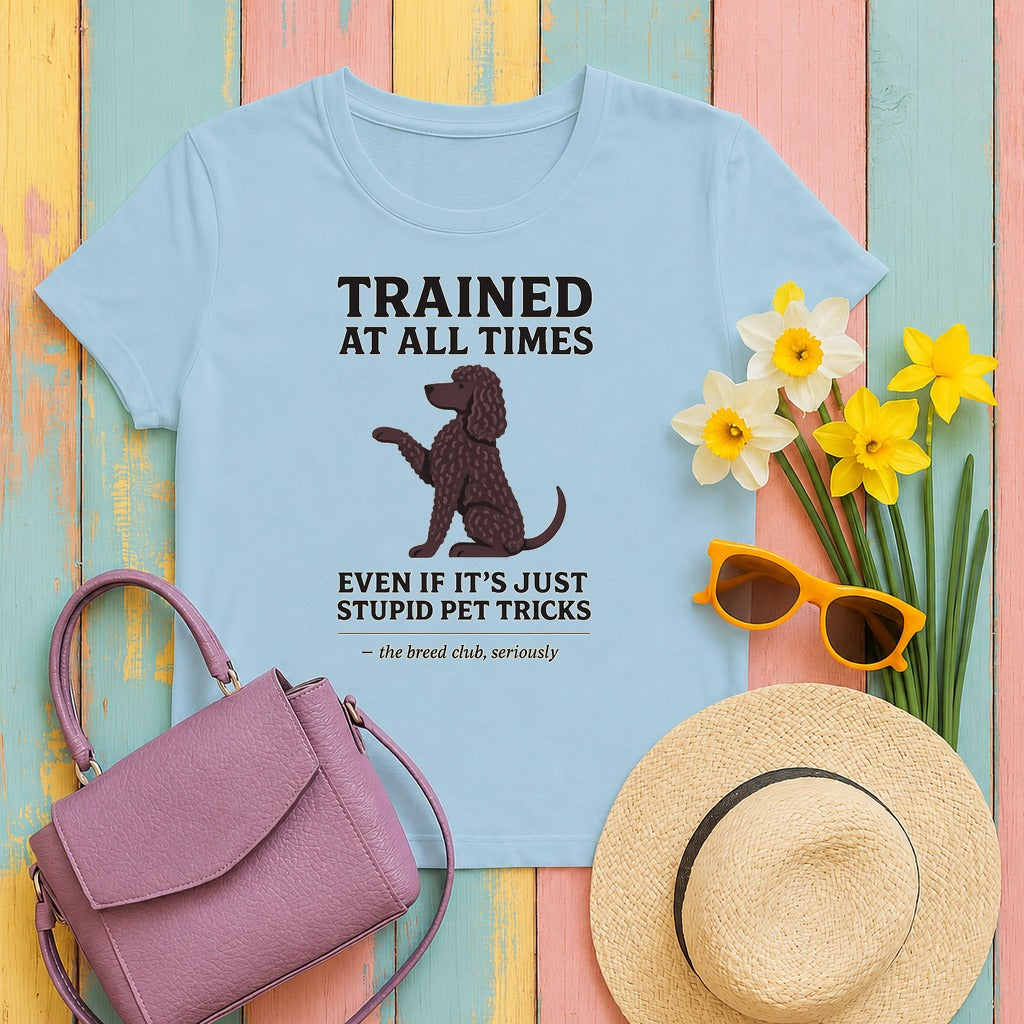Irish Water Spaniel Trained At All Times Tee in Light Blue