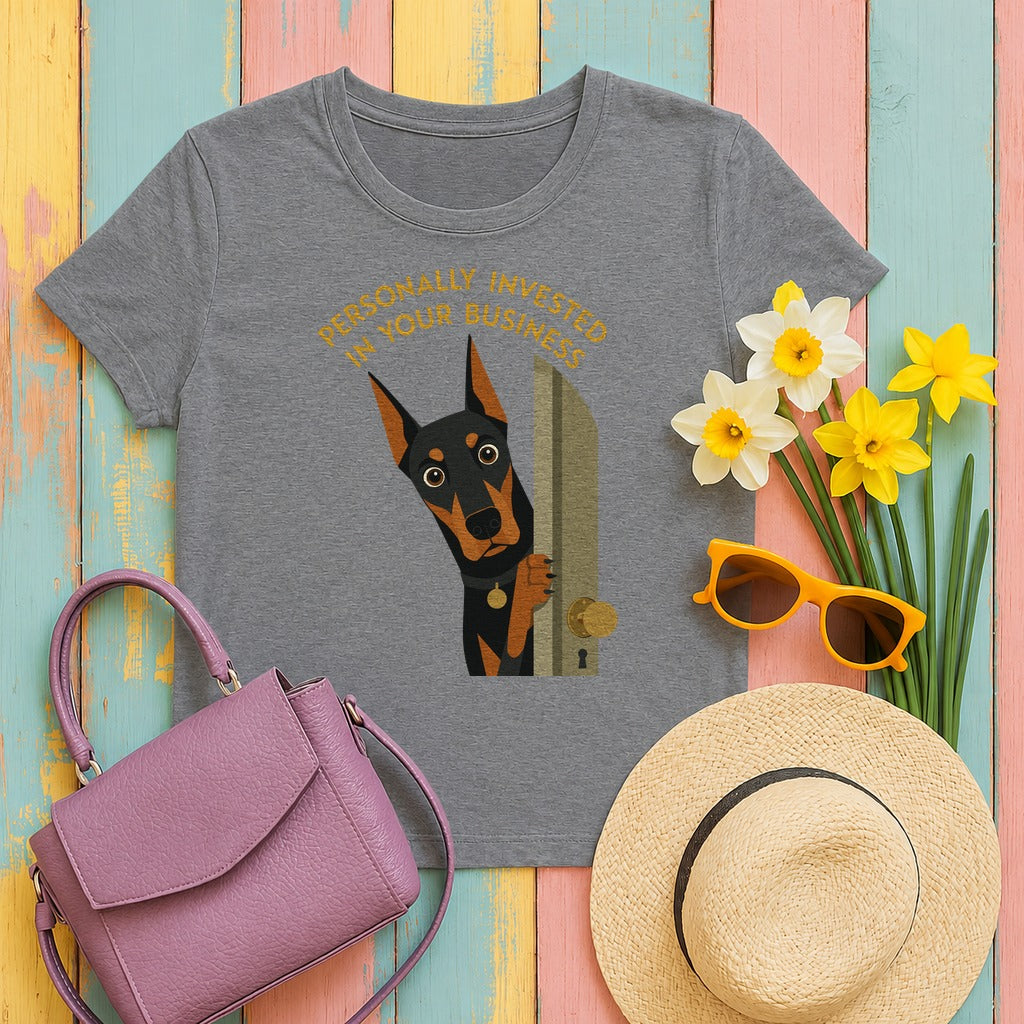 Personally Invested Doberman T-Shirt in Graphite Heather