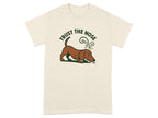 Cream t-shirt with brown dog sniffing and text "Trust the nose".