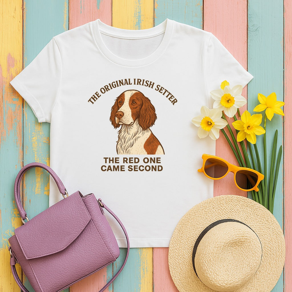 Irish Red and White Setter The Original Irish Setter Tee in White