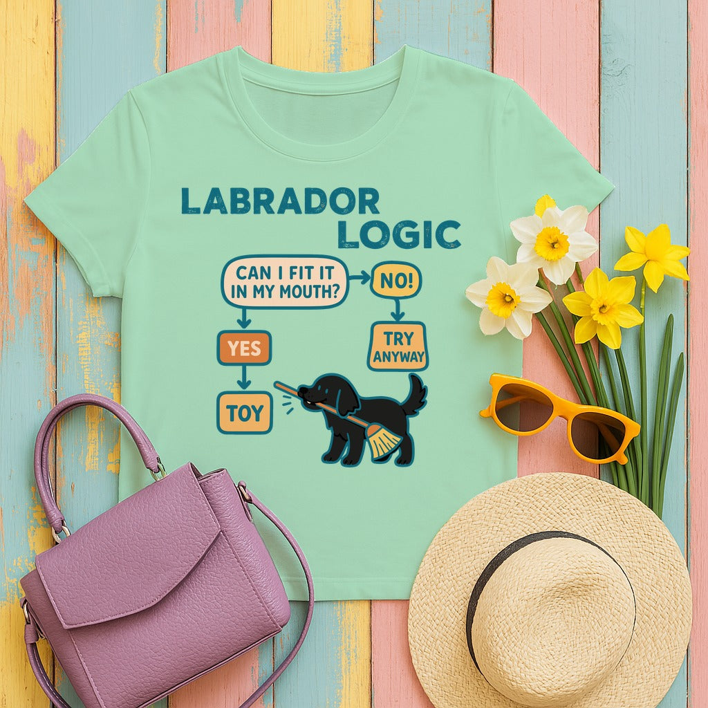 Labrador Logic Flowchart T-shirt in Mint Green