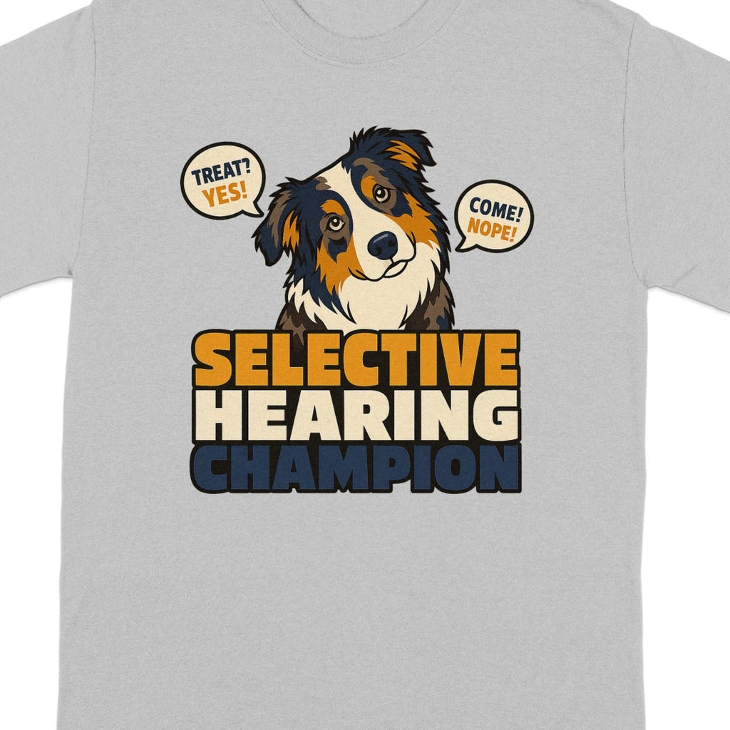 T-shirt with dog saying "Treat? Yes!" and "Come? Nope!".