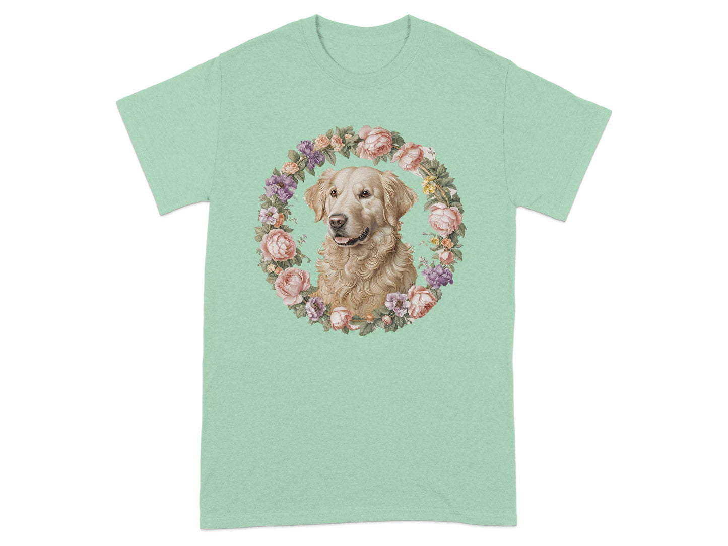 Floral Wreath Golden Retriever Graphic T-Shirt product type