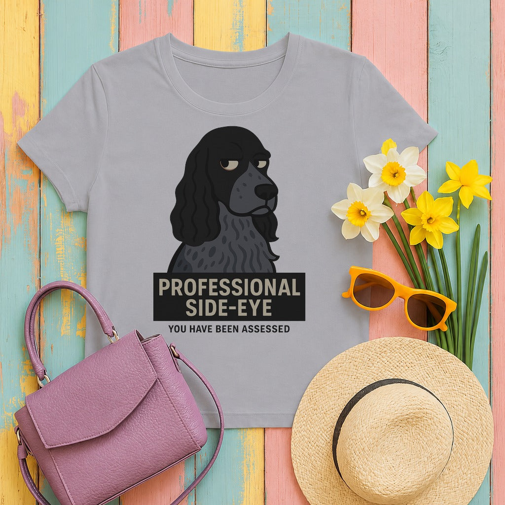 english cocker spaniel side-eye tee flat lay hero